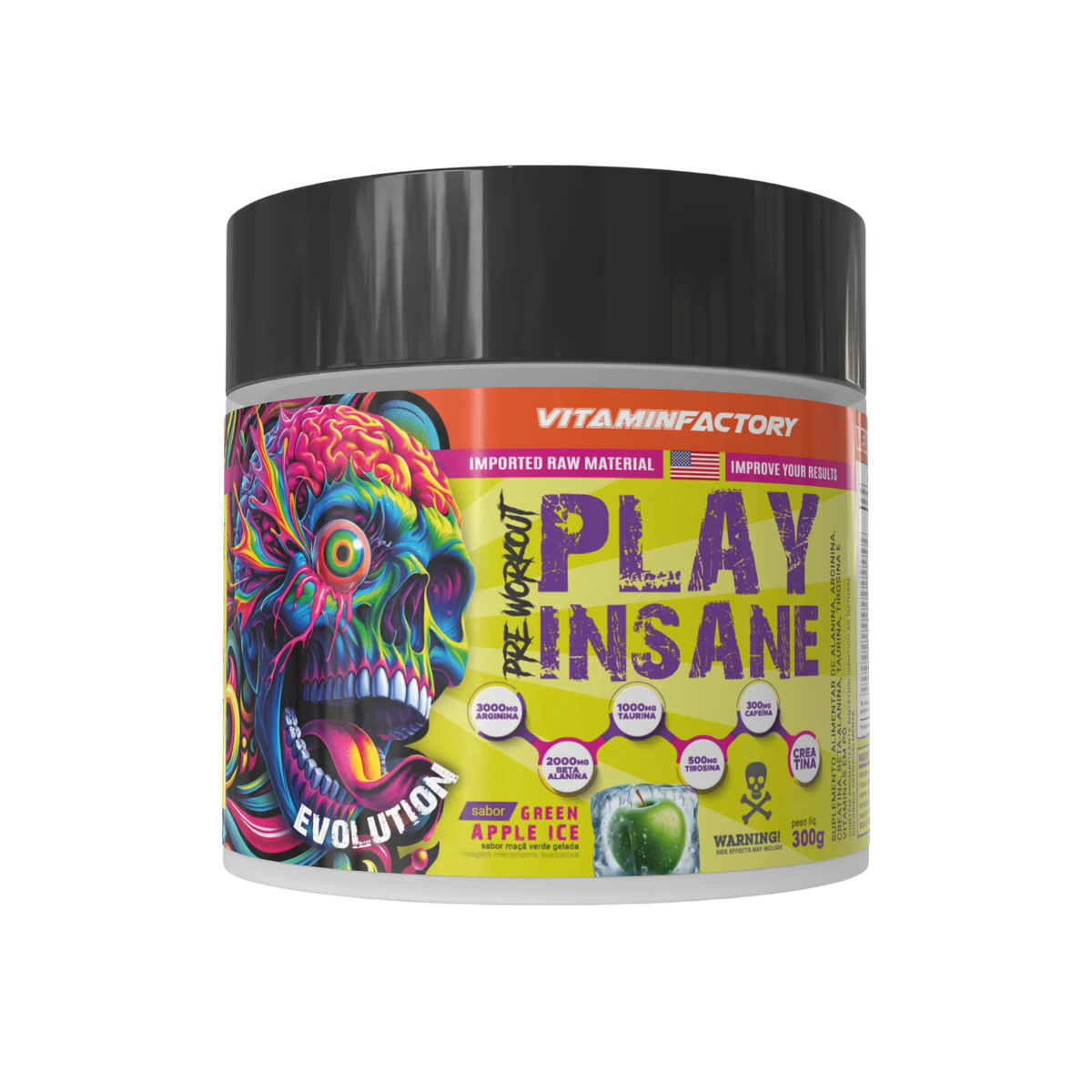 PLAY INSANE - PRÉ-TREINO MAÇÃ VERDE 300G