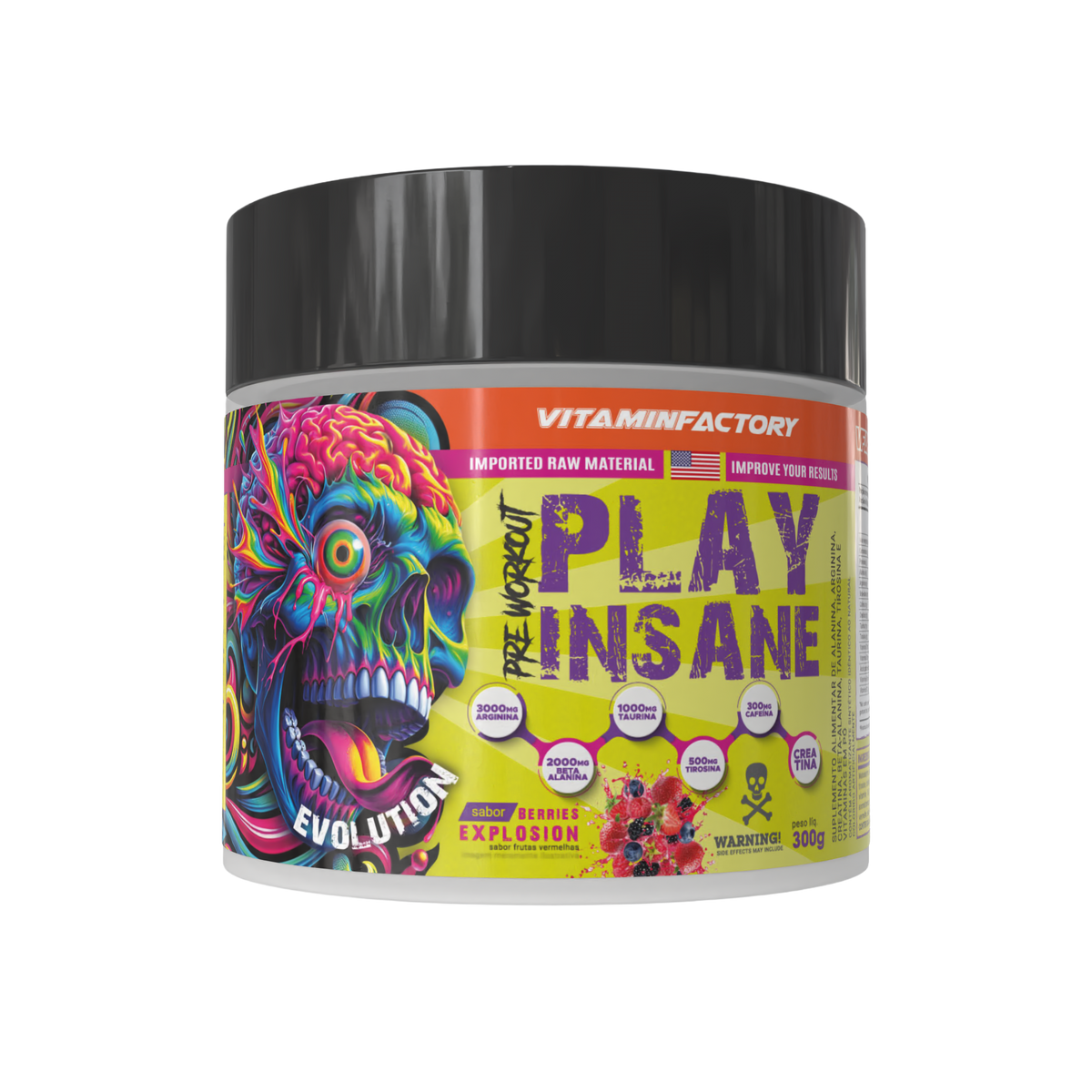 PLAY INSANE - PRÉ-TREINO FRUTAS VERMELHAS 300G