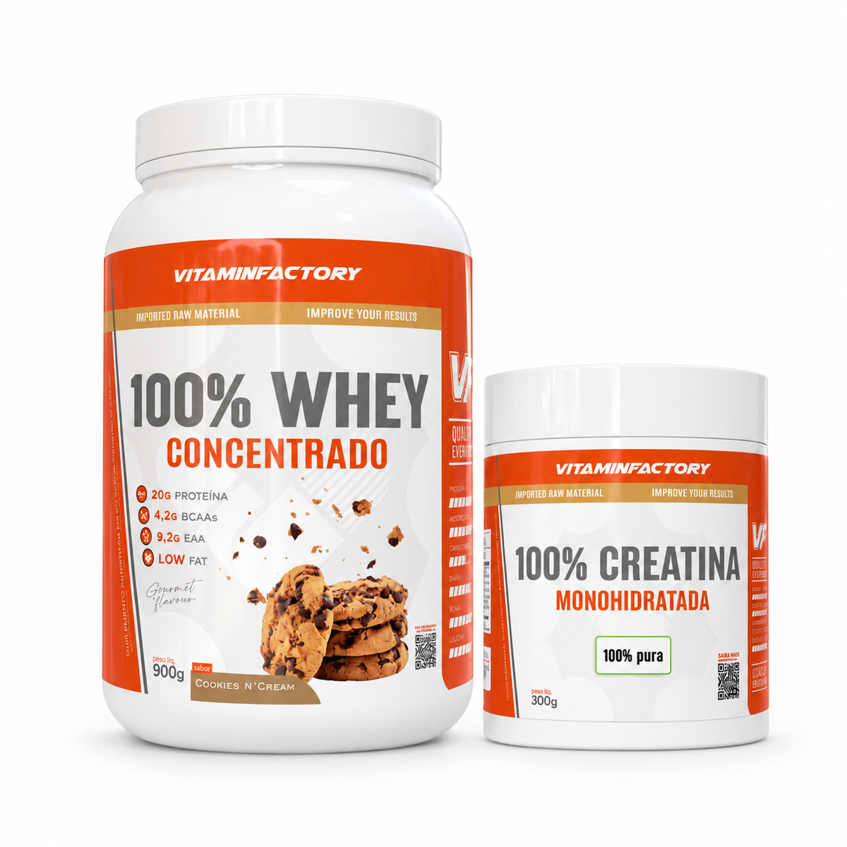 Kit Whey Pote Cookies & Cream 900 g + Creatina